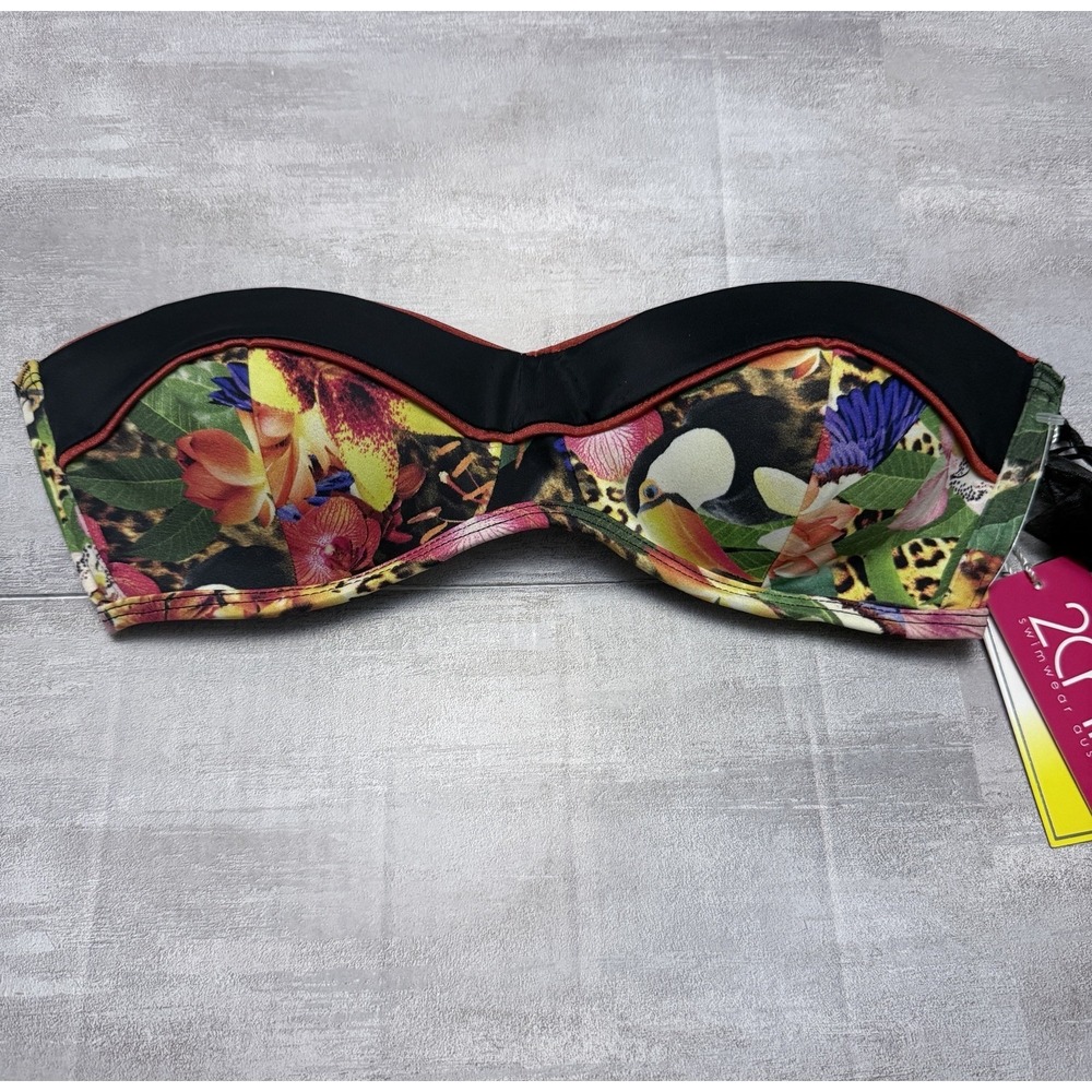 New 2 Chillies Bandeau Bikini Bombshell Liquid lift & Boost Animal Print Size 2